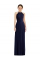 Cheapest Sleeveless Soft Chiffon A-Line Long Halter Neck Dark Navy Maxi Evening Dress UK