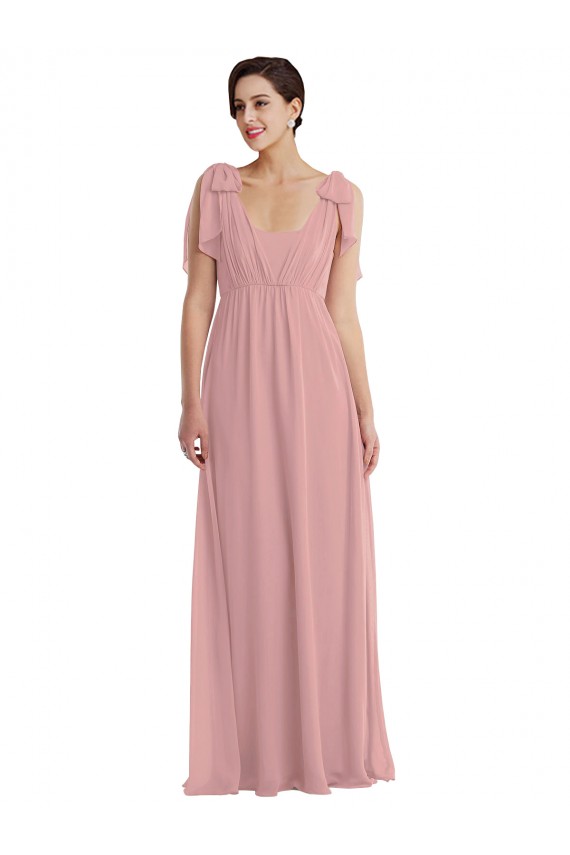 Cheapest Sleeveless Soft Chiffon A-Line Long Halter Neck Dusty Pink Maxi Evening Dress UK