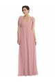 Cheapest Sleeveless Soft Chiffon A-Line Long Halter Neck Dusty Pink Maxi Evening Dress UK