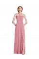 Cheapest Sleeveless Soft Chiffon A-Line Long Halter Neck Skin Pink Maxi Evening Dress UK