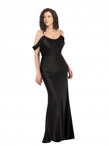 Cheapest Sleeveless Silky Satin A-Line Long Off the Shoulder Sexy Evening Dress UK