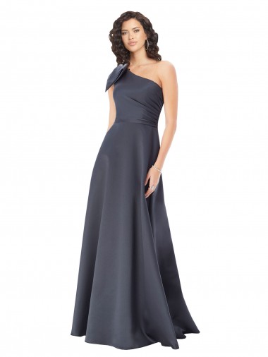 Cheapest Sleeveless Satin A-Line Long One Shoulder Evening Dress UK