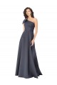 Cheapest Sleeveless Satin A-Line Long One Shoulder Evening Dress UK