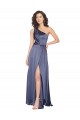 Cheapest Sleeveless Silky Satin A-Line Long One Shoulder Dusk Evening Dress UK