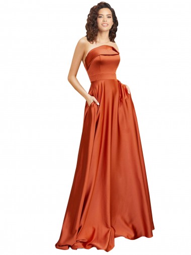 Cheapest Sleeveless Silky Satin A-Line Sweep Train Round Neck Evening Dress UK