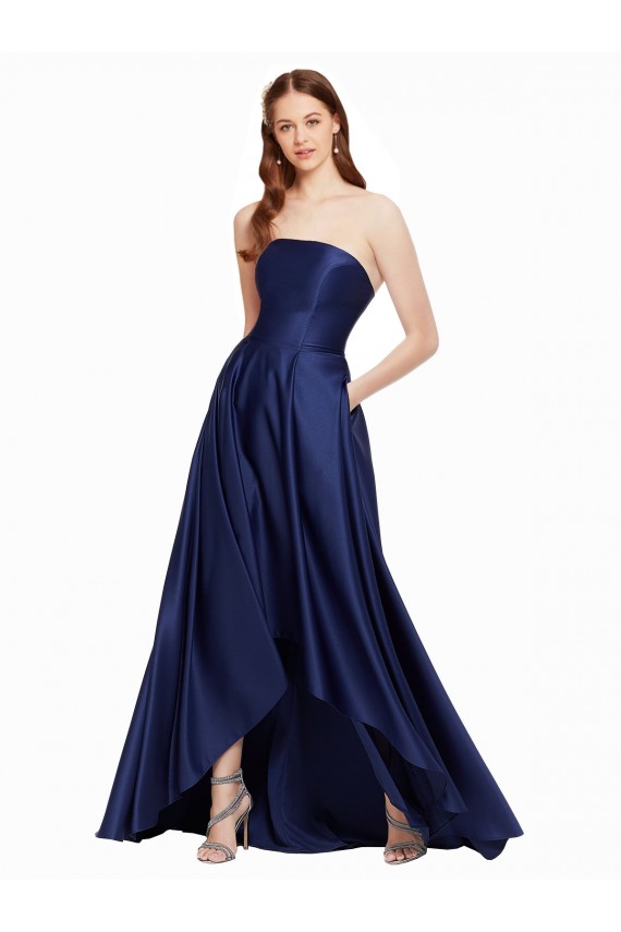 Cheapest Sleeveless Satin A-Line Long Strapless Evening Dresses UK