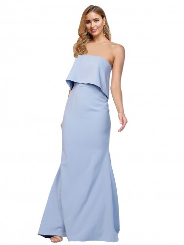 Cheapest Sleeveless Stretch Crepe A-Line Long Strapless Evening Dress UK