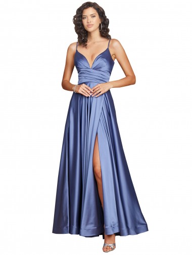 Cheapest Sleeveless Silky Satin A-Line Long Sweetheart Sexy Evening Dress UK