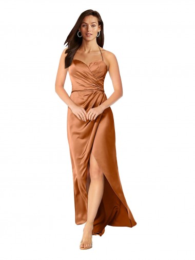 Cheapest Sleeveless Silky Satin A-Line Long Sweetheart Evening Gown UK