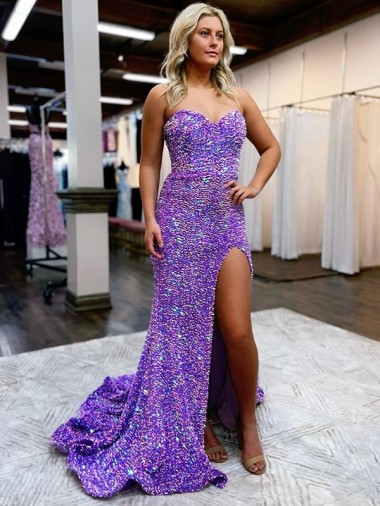 Cheapest Sleeveless Velvet Sequin A-Line Court Train Sweetheart Evening Dress UK