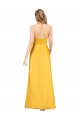 Cheapest Sleeveless Silky Satin A-Line Long V-Neck Evening Gown UK