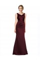 Cheapest Sleeveless Luxe Satin A-Line Long V-Neck Burgundy Evening Dress UK