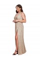 Cheapest Sleeveless Sequin A-Line Long V-Neck Sexy Plus Size Evening Dress UK