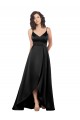 Cheapest Sleeveless Silky Satin A-Line Long V-Neck V-Back Evening Dress UK