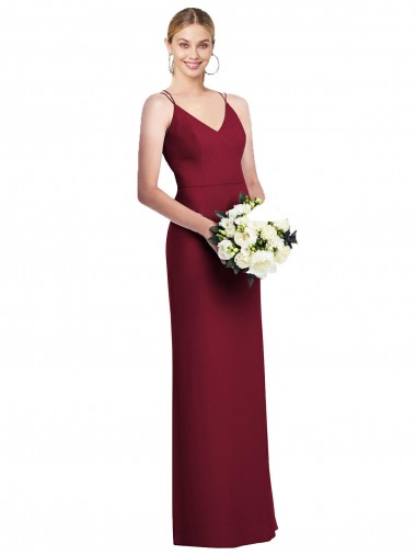 Cheapest Sleeveless Chiffon A-Line Long V-Neck Burgundy Maxi Evening Dress UK