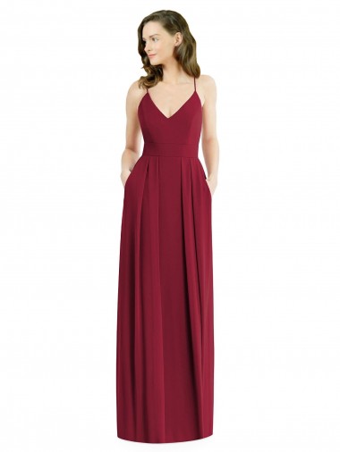 Cheapest Sleeveless Soft Chiffon A-Line Long V-Neck Maxi Evening Dress UK