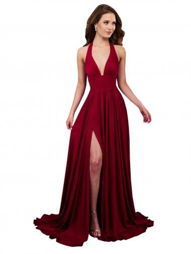 Cheapest Sleeveless Spandex A-Line Long V-Neck Sexy Evening Dress UK