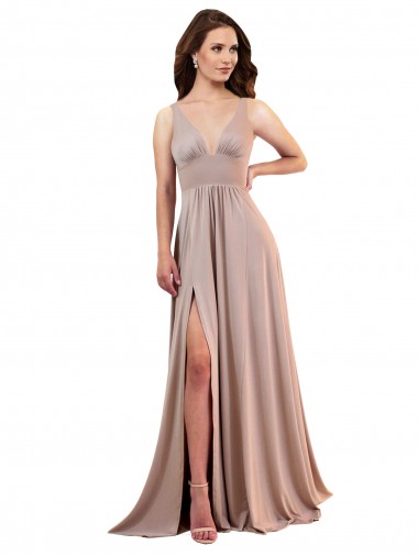 Cheapest Sleeveless Spandex A-Line Long V-Neck Sexy Evening Gown UK