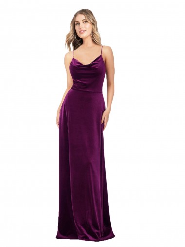 Cheapest Sleeveless Stretch Velvet A-Line Long Open Back V-Neck Evening Dress UK