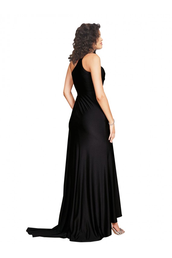 Cheapest Sleeveless Silky Satin A-Line Long One Shoulder Sexy Evening Dress UK