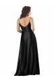 Cheapest Sleeveless Silky Satin A-Line Long Low Back V-Neck Evening Dress UK