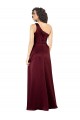 Cheapest Sleeveless Silky Satin A-Line Long One Shoulder Burgundy Evening Dress UK