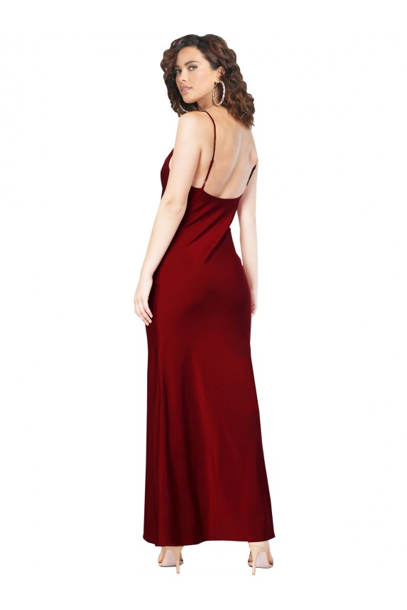 Cheapest Sleeveless Silky Satin Sheath Long Low Back Cowl Neck Evening Dress UK