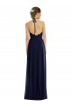 Cheapest Sleeveless Soft Chiffon A-Line Long Halter Neck Dark Navy Maxi Evening Dress UK