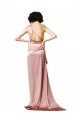 Cheapest Sleeveless Silky Satin A-Line Long One Shoulder Sexy Evening Gowns UK