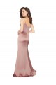 Cheapest Sleeveless Silky Satin Sheath Long V-Neck Evening Dress UK