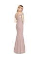 Cheapest Sleeveless Stretch Crepe Trumpet Long Open Back Off the Shoulder Semi Formal Evening Dress UK