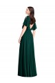 Cheapest Bell Sleeves Soft Chiffon A-Line Long Bateau Neck Maxi Evening Dress UK