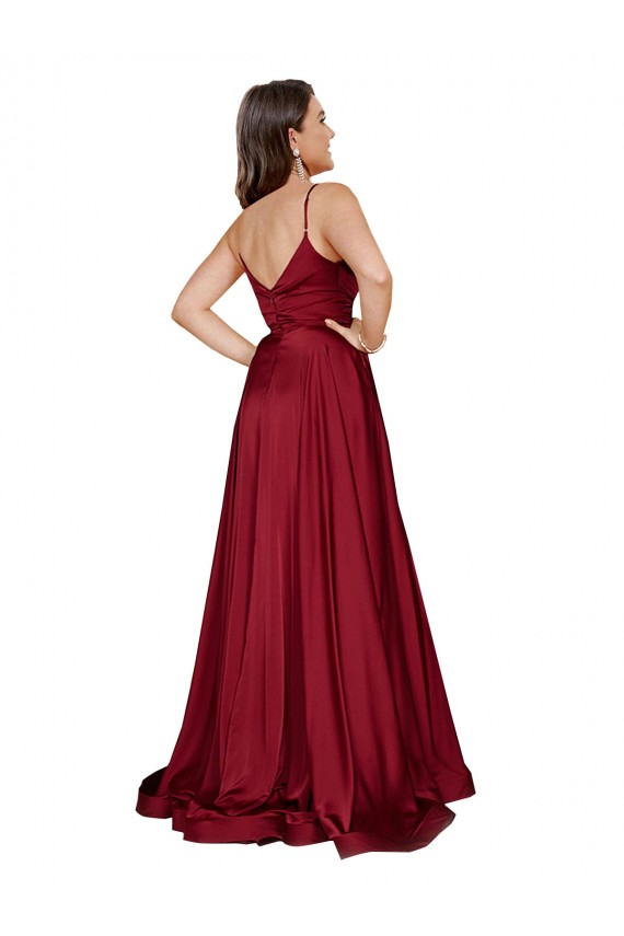 Cheapest Sleeveless Silky Satin A-Line Long Sweetheart Sexy Evening Dress UK