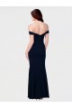 Cheapest Sleeveless Stretch Crepe Mermaid Long Low Back Off the Shoulder Evening Dress UK