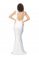 Cheapest Sleeveless Stretch Crepe Sheath Long High Neck Ivory Evening Dress UK