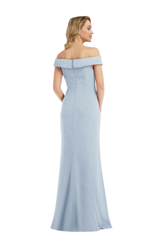 Cheapest Sleeveless Stretch Crepe Trumpet Long Off the Shoulder Semi Formal Evening Dress UK