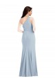 Cheapest Sleeveless Stretch Crepe Trumpet Long One Shoulder Maxi Evening Dress UK