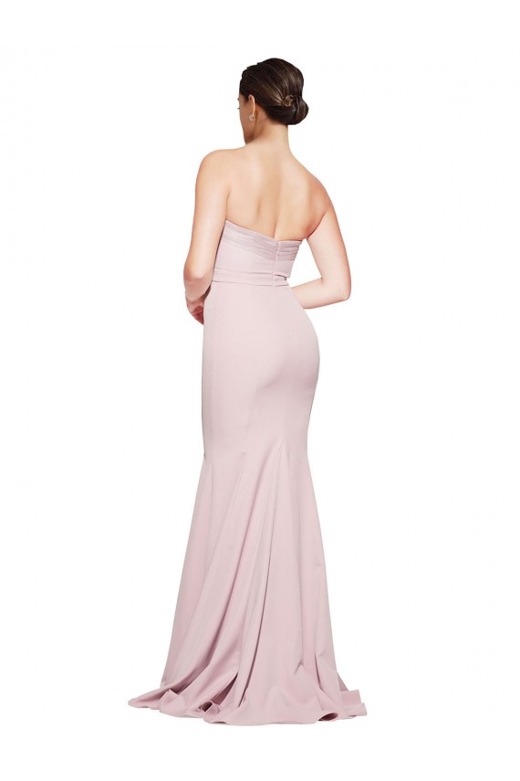 Cheapest Sleeveless Stretch Crepe Sheath Sweep Train Strapless Evening Dress UK