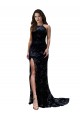 Cheapest Sleeveless Lace Mermaid Long Open Back High Neck Sexy Evening Dress UK