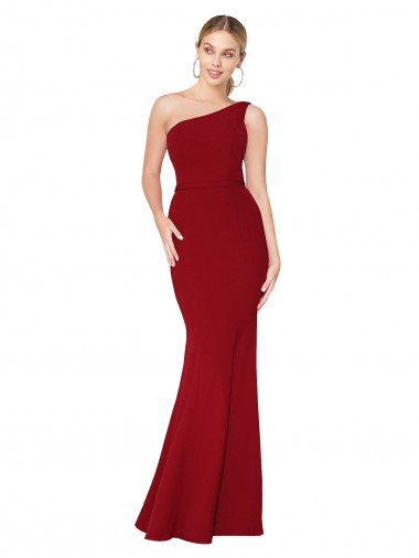 Cheapest Sleeveless Stretch Crepe Mermaid Long High Neck One Shoulder Evening Gowns UK