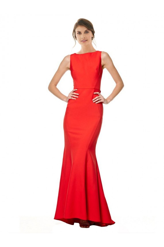 Cheapest Sleeveless Stretch Crepe Mermaid Long High Neck Red Evening Dress UK