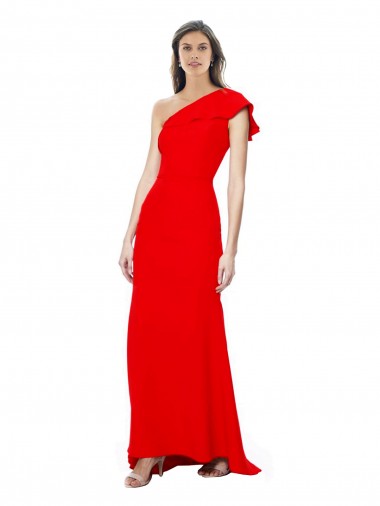 Cheapest Sleeveless Stretch Crepe Mermaid Long High Neck Red Evening Gown UK