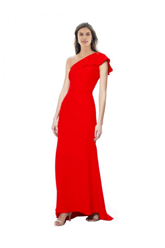 Cheapest Sleeveless Stretch Crepe Mermaid Long High Neck Red Evening Gown UK