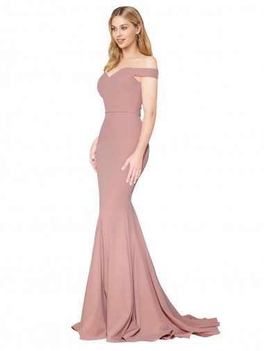 Cheapest Sleeveless Stretch Crepe Mermaid Sweep Train High Neck Evening Dress UK