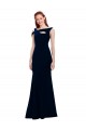 Cheapest Sleeveless Stretch Crepe Mermaid Long Off the Shoulder Dark Navy Evening Dress UK