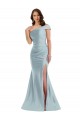 Cheapest Sleeveless Silky Satin Mermaid Long One Shoulder Evening Gown UK