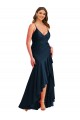 Cheapest Sleeveless Silky Satin Mermaid Long Spaghetti Straps Plus Size Evening Dress UK