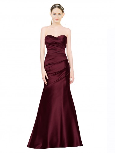 Cheapest Sleeveless Luxe Satin Mermaid Long Low Back Sweetheart Evening Dress UK