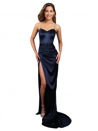 Cheapest Sleeveless Stretch Satin Mermaid Long Sweetheart Sexy Evening Gown UK