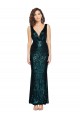 Cheapest Sleeveless Sequin Mermaid Long V-Neck Evening Gown UK